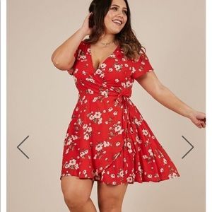 Red floral dress